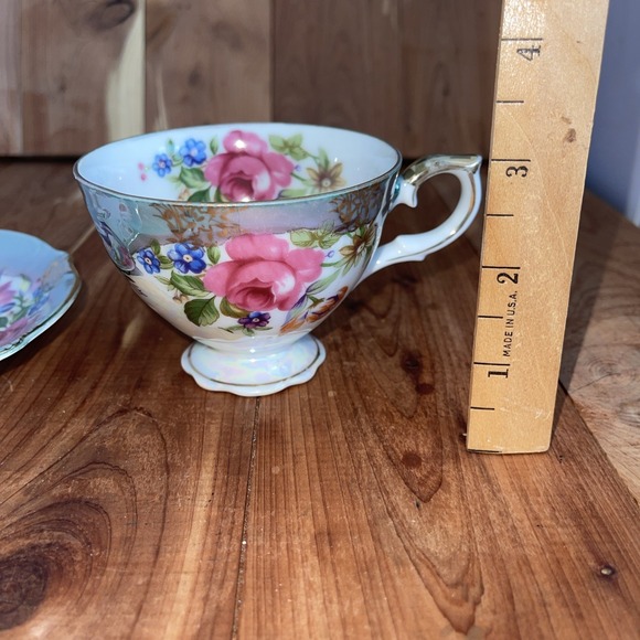 Rose Floral Bone China Tea Cup and Saucer - Butterfly Brand - Picture 3 of 10